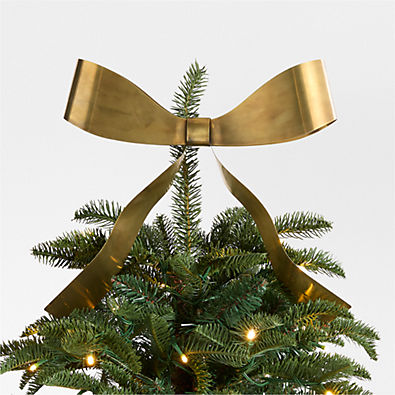 View Brass Metal Bow Dual Christmas Tree Topper & Wreath Clip details