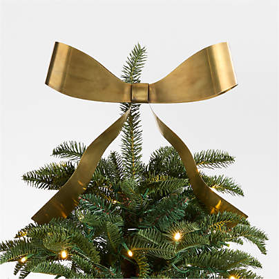 Brass Metal Bow Dual Christmas Tree Topper & Wreath Clip