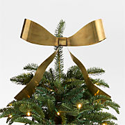 Brass Metal Bow Dual Christmas Tree Topper & Wreath Clip