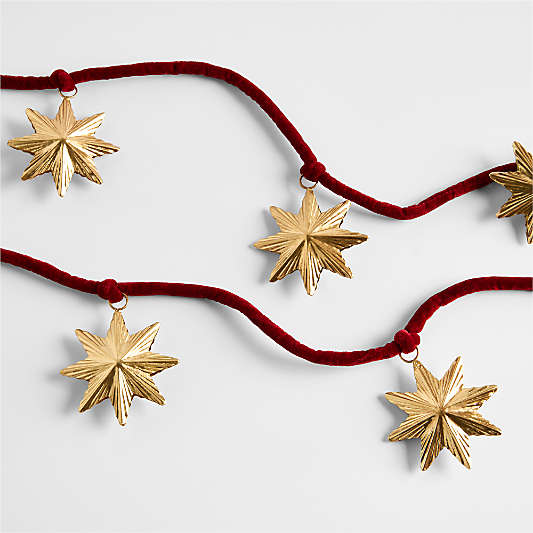 Brass Star & Red Velvet Christmas Garland