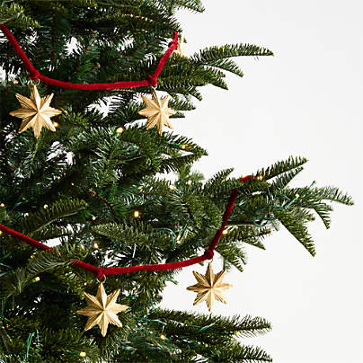 Brass Star & Red Velvet Christmas Garland