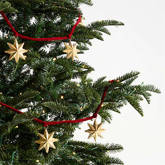 Brass Star & Red Velvet Christmas Garland