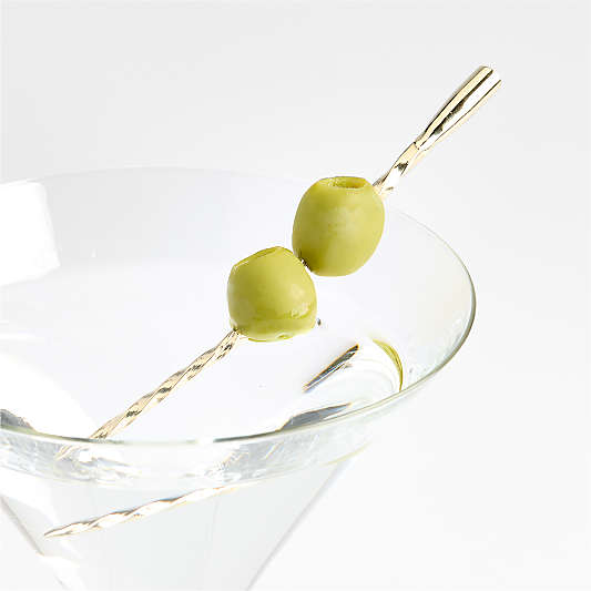Brass Twisted Martini Picks, Set of 6