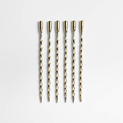 Brass Twisted Martini Picks, Set of 6