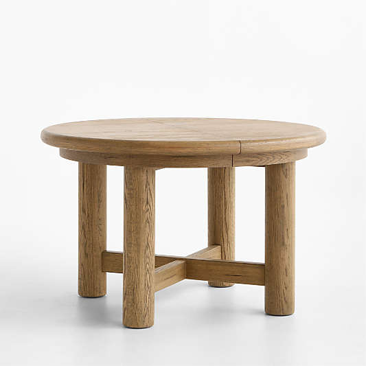 Breckenridge 48"-66" Weathered Rustic Oak Wood Round Extendable Dining Table