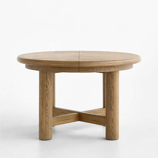 Breckenridge 48"-66" Weathered Rustic Oak Wood Round Extendable Dining Table