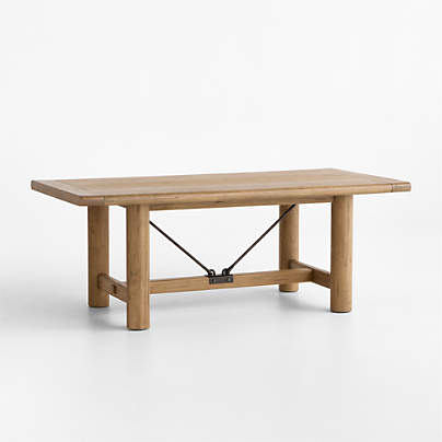 Breckenridge 78"-108" Weathered Rustic Oak Wood Extendable Dining Table