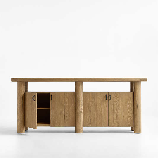 Breckenridge 78" Weathered Rustic Oak Wood Credenza