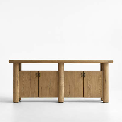 Breckenridge 78" Weathered Rustic Oak Wood Credenza