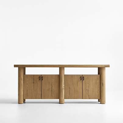 Breckenridge 78" Weathered Rustic Oak Wood Credenza