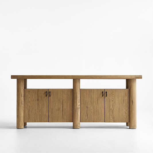 Breckenridge 78" Weathered Rustic Oak Wood Credenza