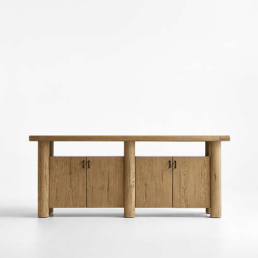 Breckenridge 78" Weathered Rustic Oak Wood Credenza