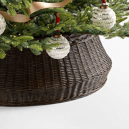 Braided Dark Wicker Fiber Christmas Tree Collar 31"