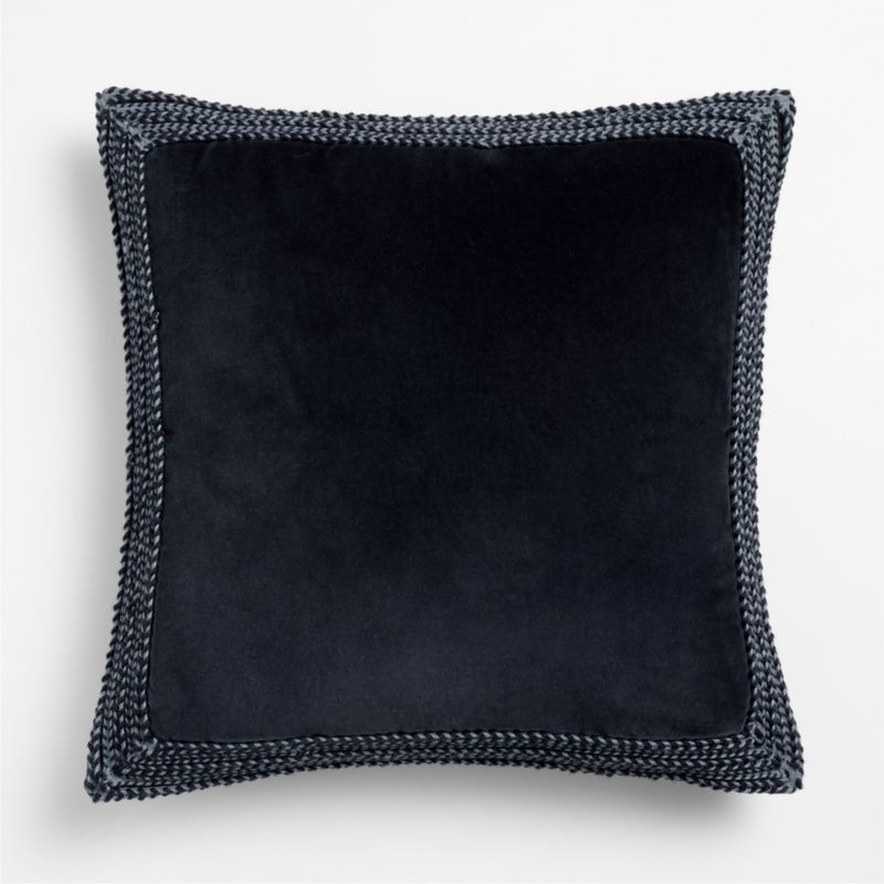 Braided Velvet Border 23"x23" Deep Indigo Throw Pillow Cover - image 1 of 4