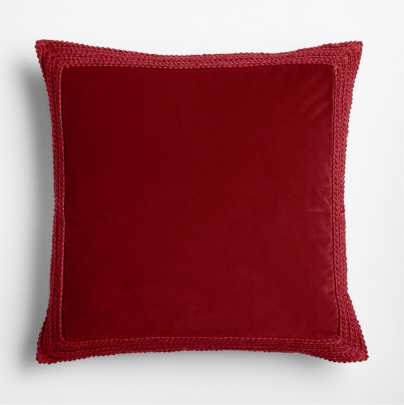 Braided Velvet Border 23"x23" Luminous Red Throw Pillow Cover - image 2 of 4