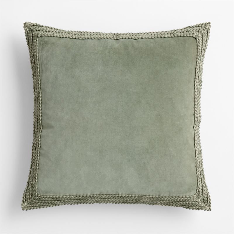 Braided Velvet Border 23"x23" Shadow Sage Throw Pillow Cover - image 1 of 4