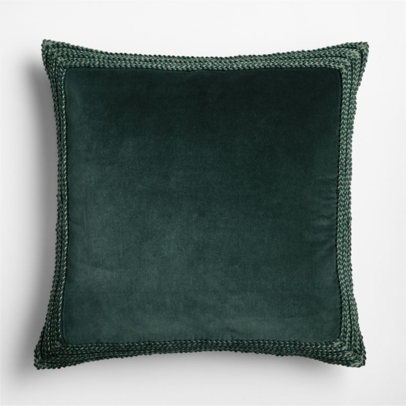 Braided Velvet Border 23"x23" Spruce Green Throw Pillow Cover - image 2 of 4