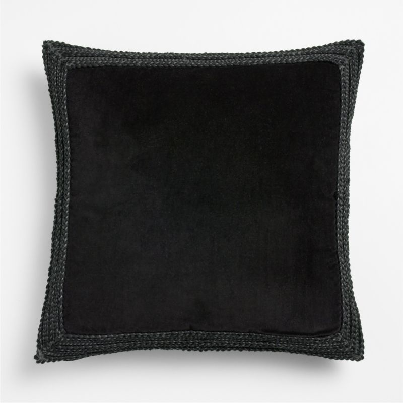 Braided Velvet Border 23"x23" Ink Black Throw Pillow Cover - image 1 of 4