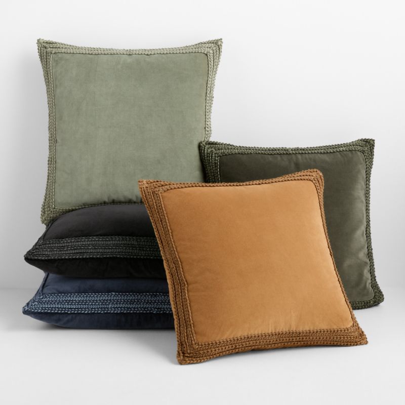 Braided Velvet Border 23"x23" Ink Black Throw Pillow Cover - image 3 of 4