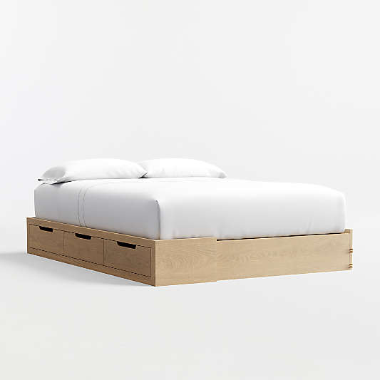 Bridgeman Natural Oak Wood Full Kids Storage Trundle Bed