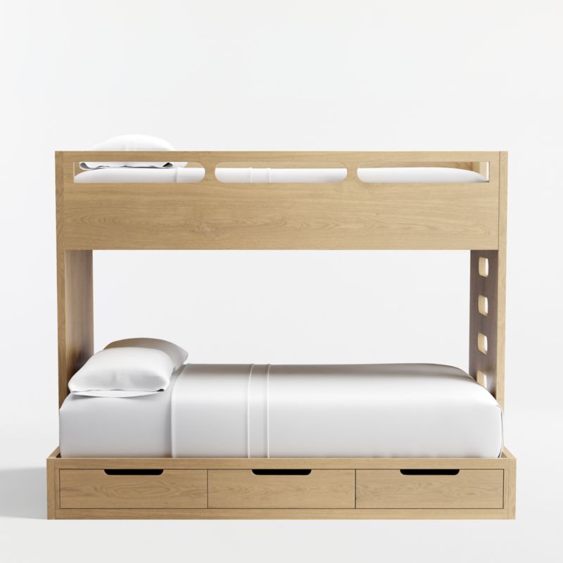 Bridgeman Natural Oak Wood Twin Over Full Kids Bunk Bed - image 1 of 6