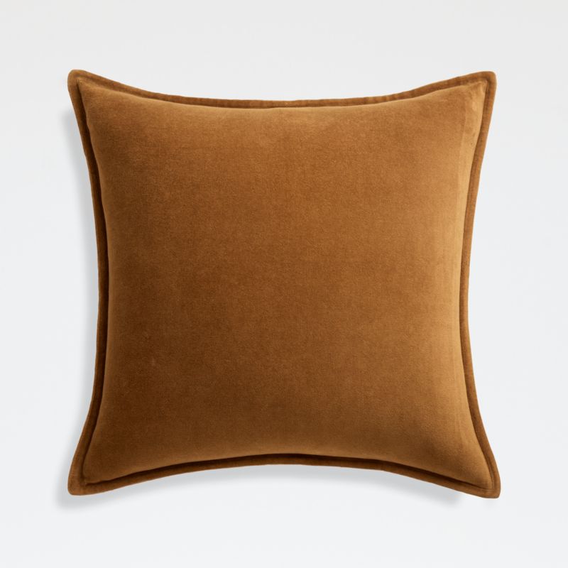 Cognac 20 Washed Organic Cotton Velvet Pillow Cover Crate Barrel