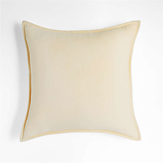 Cream 20"x20" Washed Organic Cotton Velvet Throw Pillow