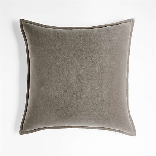 Frost 20"x20" Washed Organic Cotton Velvet Throw Pillow