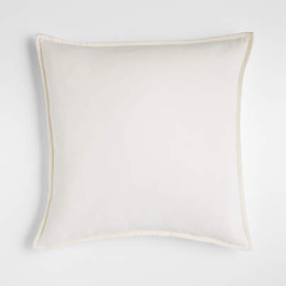 Ivory 20"x20" Washed Organic Cotton Velvet Throw Pillow Cover