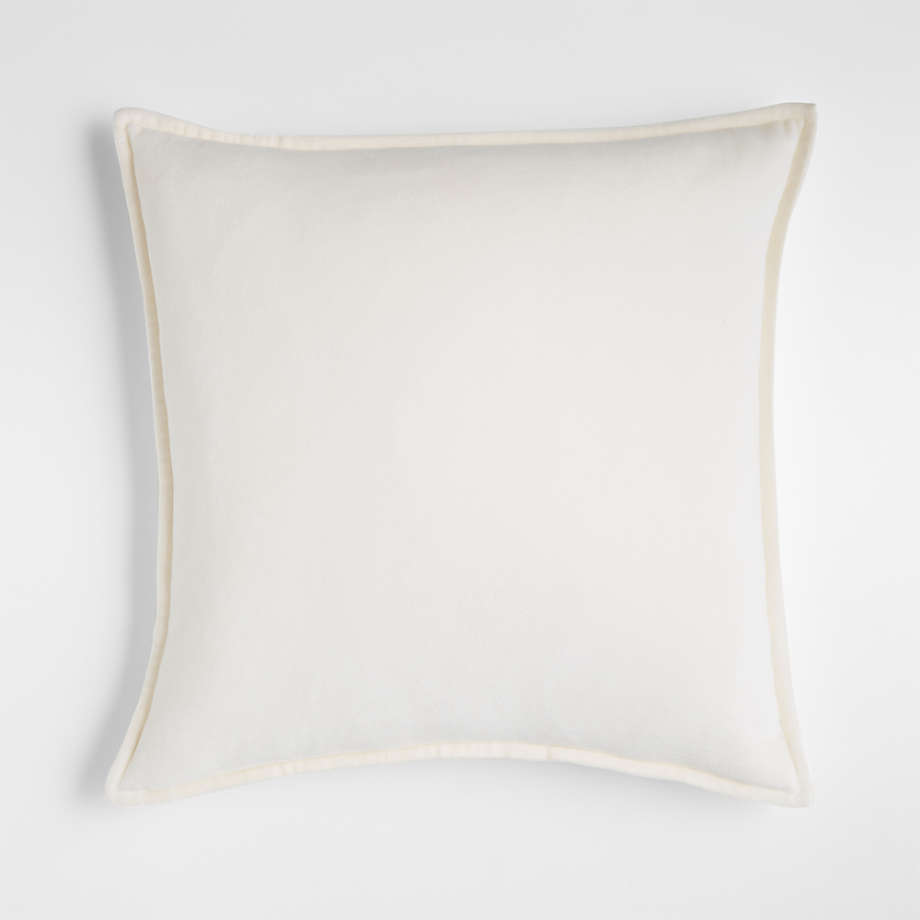 Ivory 20"x20" Washed Organic Cotton Velvet Throw Pillow Cover + Reviews