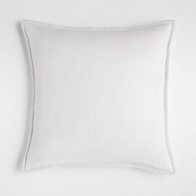 View Light Grey 20x20 Washed Cotton Velvet Throw Pillow with Down Alternative Insert details