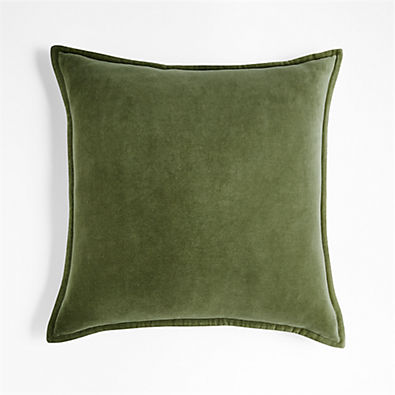 View Moss 20" Washed Organic Cotton Velvet Pillow Cover details