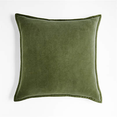 Moss 20" Washed Organic Cotton Velvet Pillow Cover