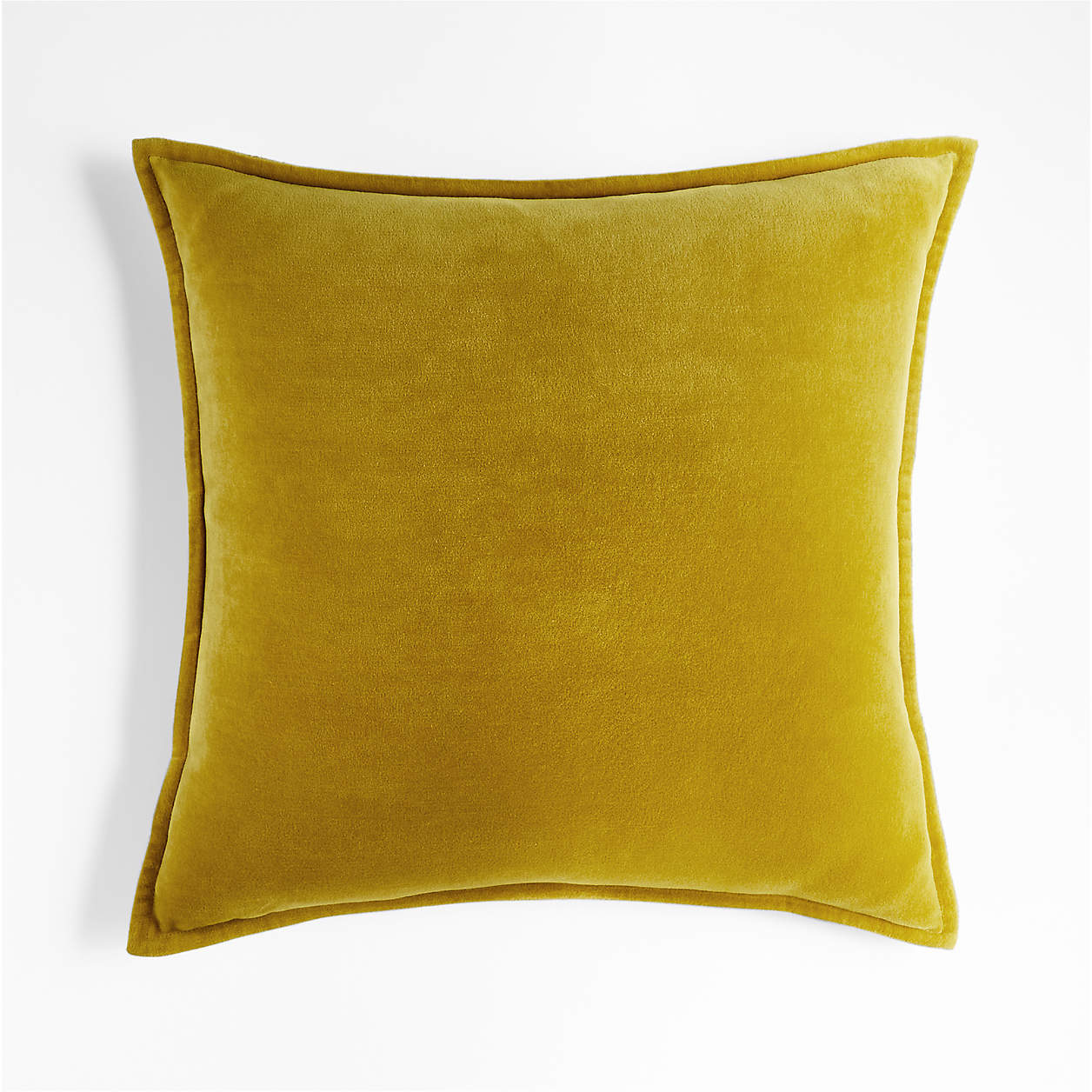 Ochre 20"x20" Washed Organic Cotton Velvet Throw Pillow Cover + Reviews
