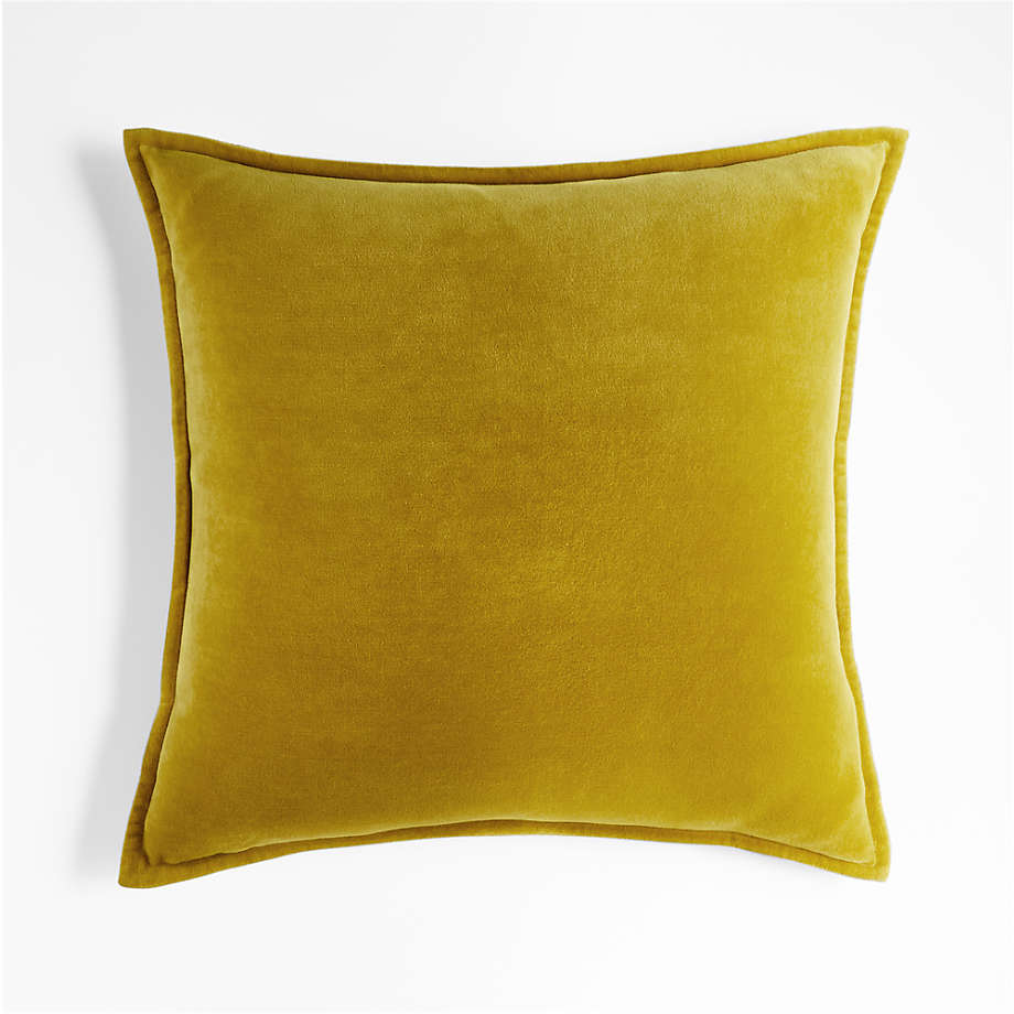 Ochre 20x20 Washed Organic Cotton Velvet Throw Pillow Cover + Reviews