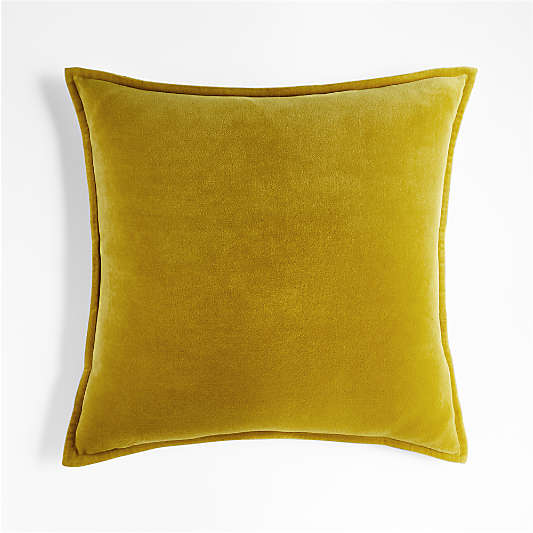 Ochre 20"x20" Washed Organic Cotton Velvet Throw Pillow Cover