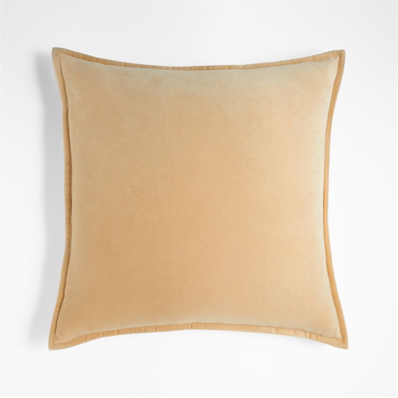 Organic Peach 20" Washed Cotton Velvet Pillow with Feather Insert