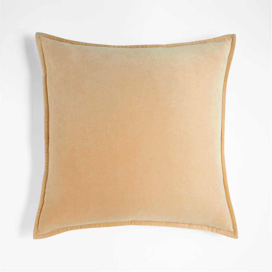 Peach 20"x20" Square Washed Cotton Velvet Decorative Throw Pillows