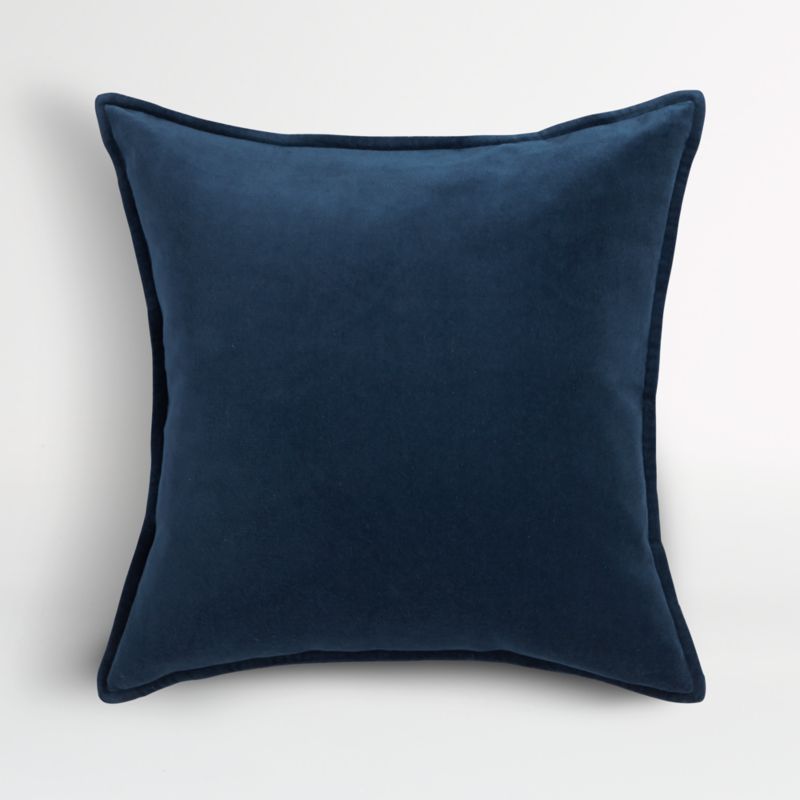 Indigo 20 Washed Organic Cotton Velvet Pillow Cover + Reviews | Crate &  Barrel