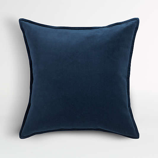 Indigo Blue 20"x20" Washed Cotton Velvet Throw Pillow
