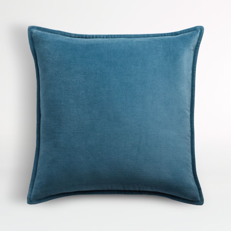 Teal 20 x20 Washed Organic Cotton Velvet Throw Pillow Cover