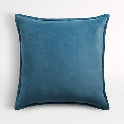 Teal 20"x20" Washed Organic Cotton Velvet Throw Pillow Cover