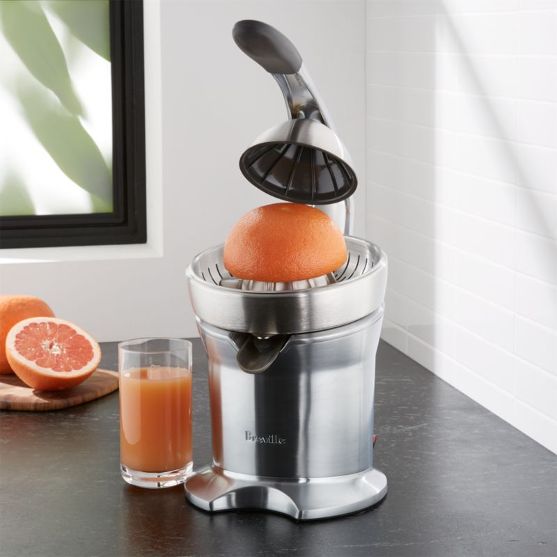 Breville Die Cast Brushed Stainless Steel Electric Citrus Press Citrus Juicer Reviews Crate Barrel