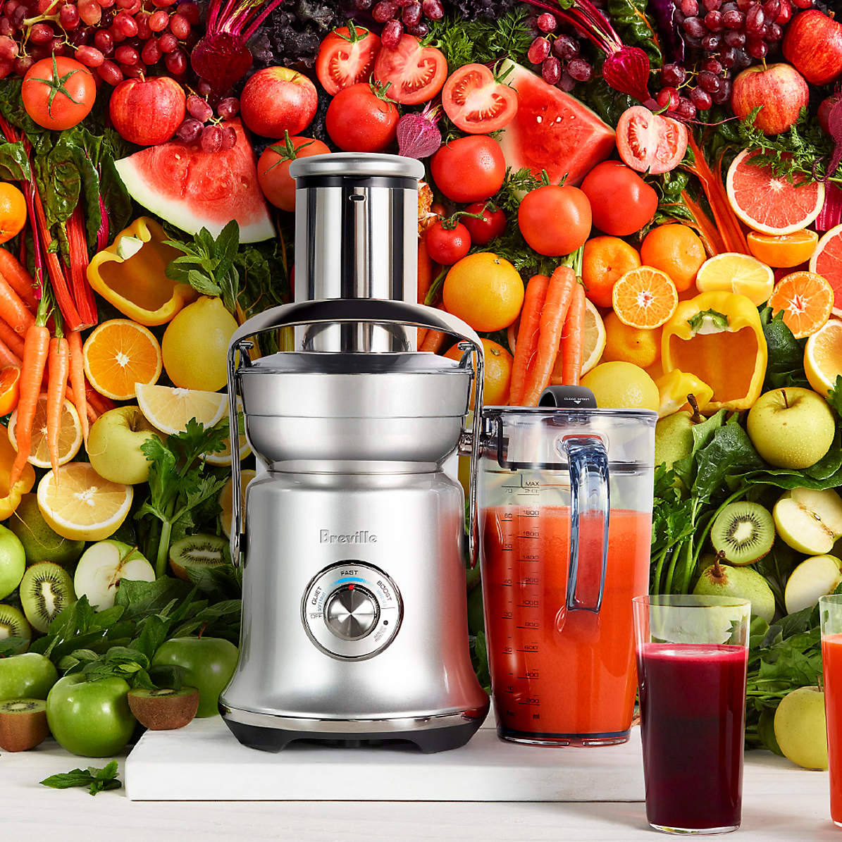 Breville Juice Fountain Cold XL Brushed Stainless Steel Cold Press Juicer + Reviews | Crate Barrel