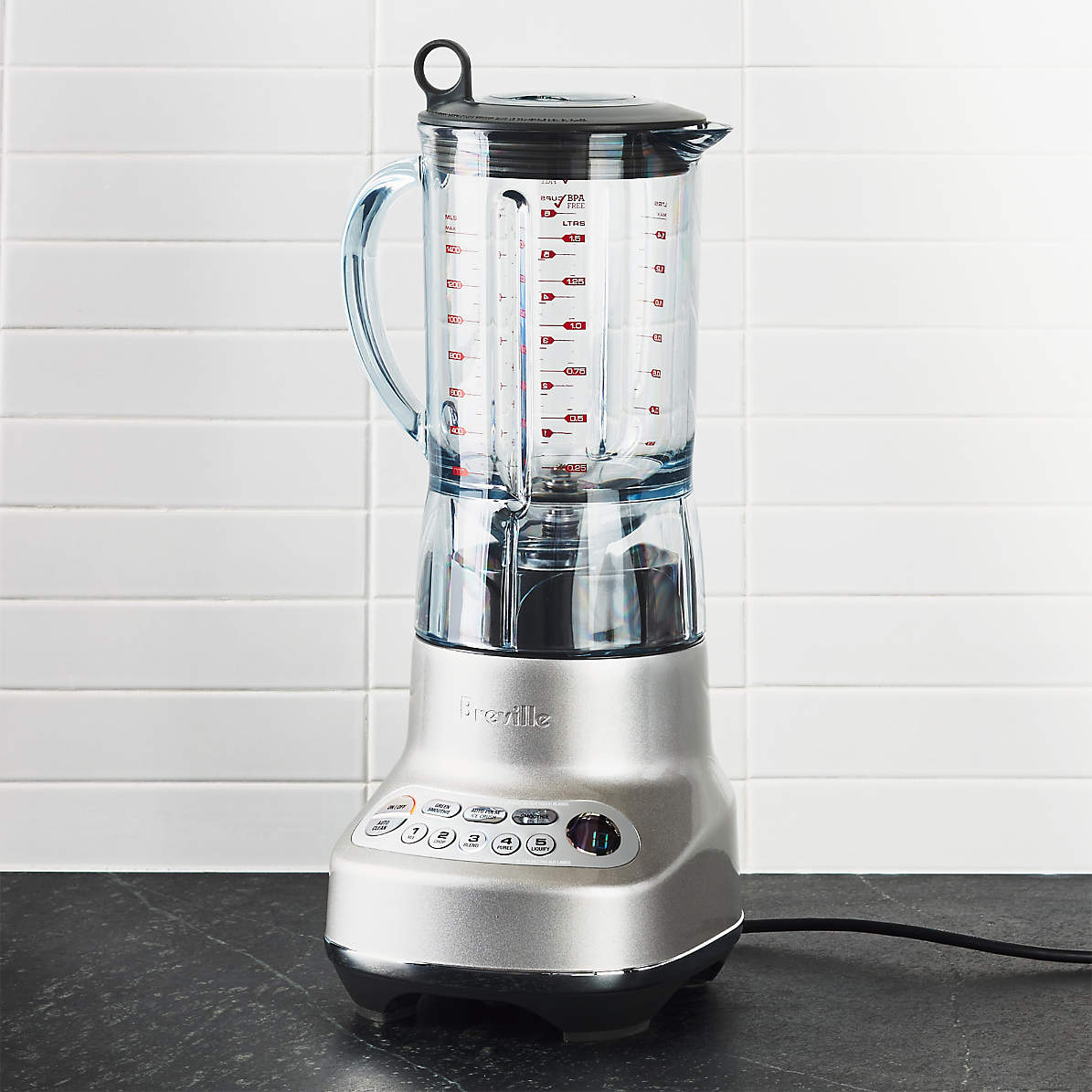 Breville the Fresh & Furious Brushed Stainless Steel Countertop Blender + Reviews | Crate Barrel