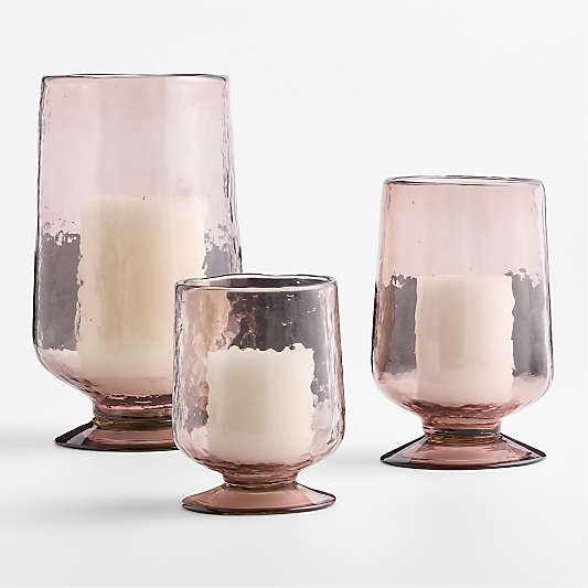 Bergen Plum Hurricane Glass Candle Holders