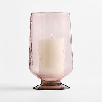 View Bergen Large Glass Plum Hurricane Candle Holder 12.5" details