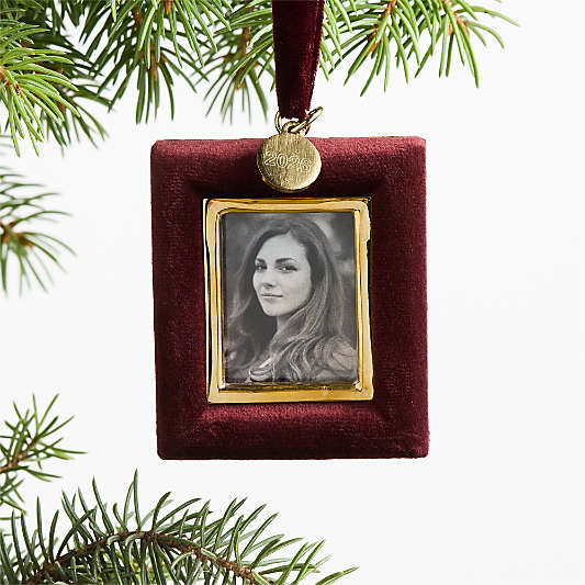 Burgundy Velvet 2026 Frame Christmas Tree Ornament