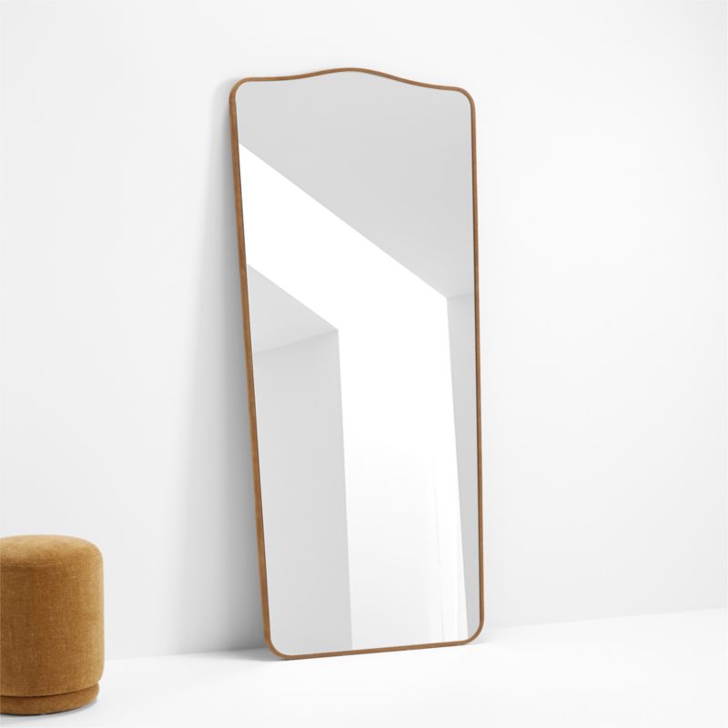 Briars Brown Suede Border Floor Mirror by Jake Arnold