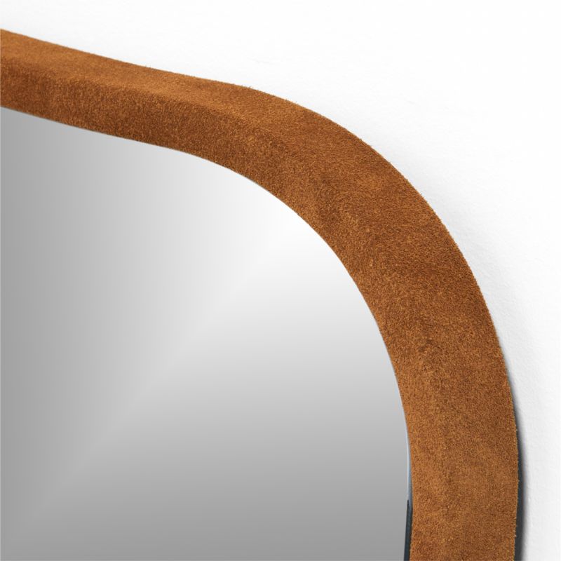 Briars Brown Suede Border Mantel Mirror by Jake Arnold